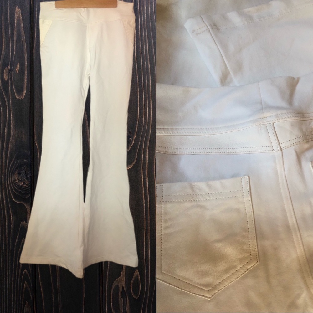 Bell pants with leather trim